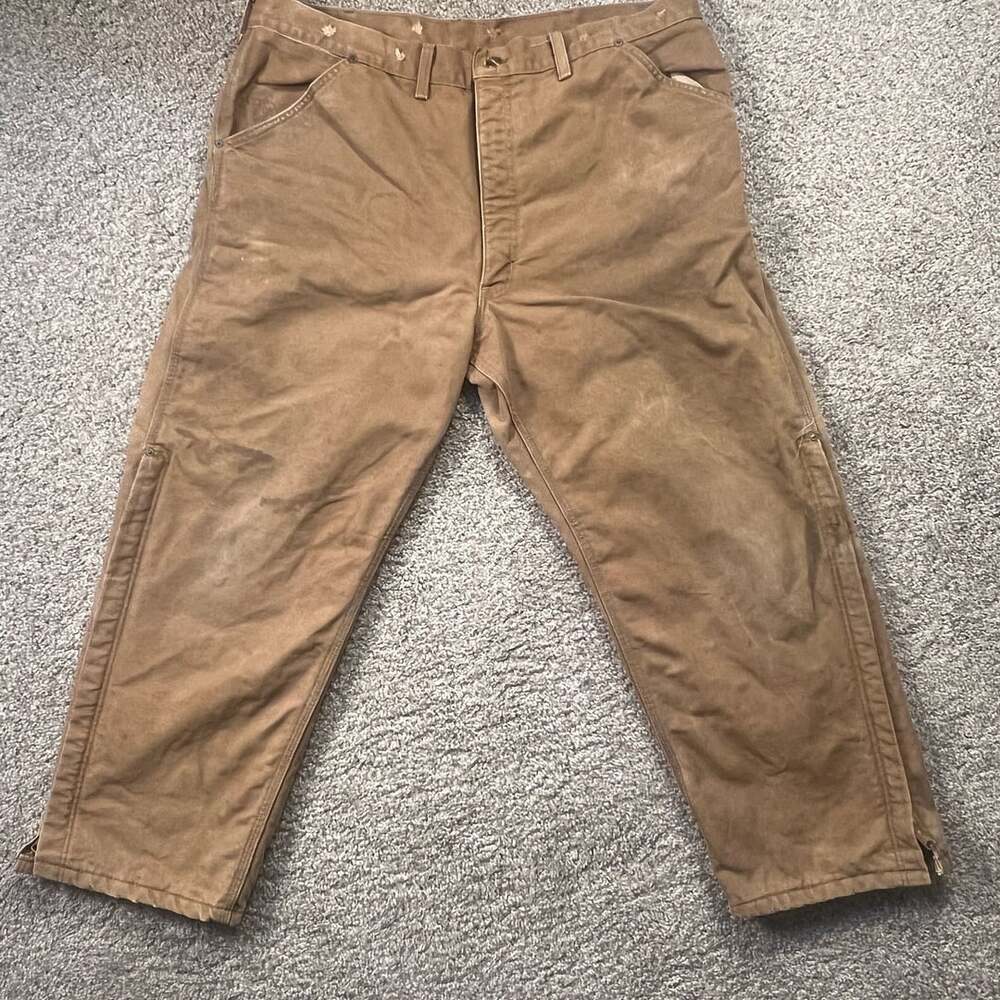 Carhartt Mens 38x26 Insulated Zip Leg Work Pants Distressed
